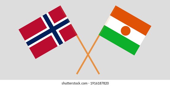 Crossed flags of Norway and the Niger