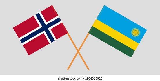 Crossed flags of Norway and Rwanda