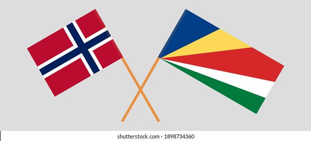 Banderas cruzadas de Noruega y Seychelles