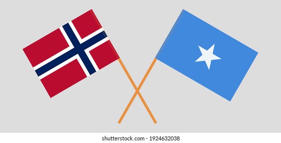 Crossed flags of Norway and Somalia. Official colors. Correct proportion