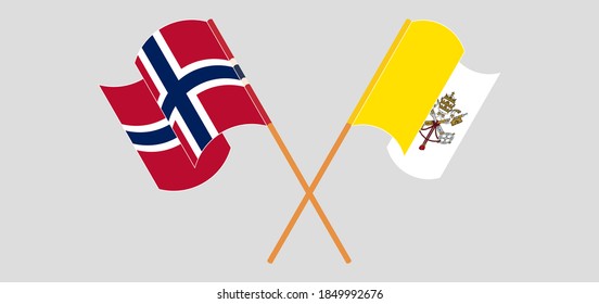 Crossed flags of Norway and Vatican