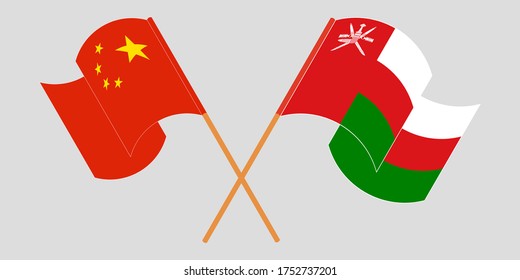 Crossed flags of Oman and China