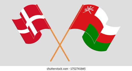 Gekreuzte Flaggen Oman und Dänemark