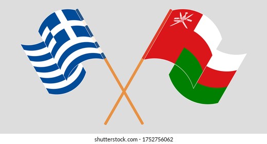 Gekreuzte Flaggen von Oman und Griechenland
