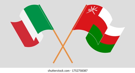 Banderas cruzadas de Omán e Italia