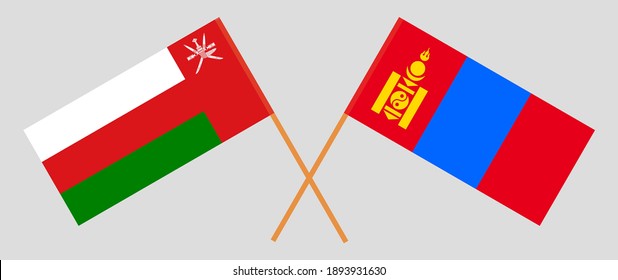 Crossed flags of Oman and Mongolia