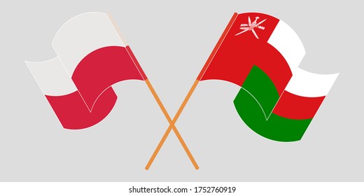 Banderas cruzadas de Omán y Polonia
