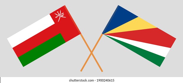 Crossed flags of Oman and Seychelles