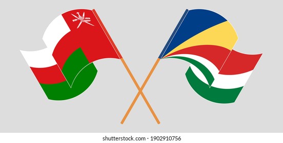 Crossed flags of Oman and Seychelles