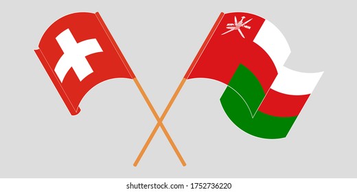 Crossed flags of Oman and Switzerland