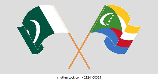 
Crossed flags of Pakistan and the Comoros. Official colors. Correct proportion. Vector illustration
