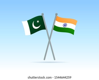 Crossed flags of Pakistan and India vector illustration