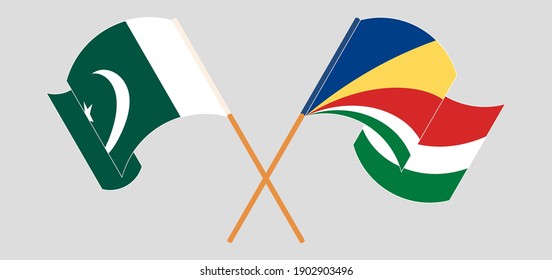 Gekreuzte Flaggen Pakistans und der Seychellen