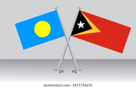 Crossed flags of Palau and Finland. Official colors. Correct proportion. Banner design