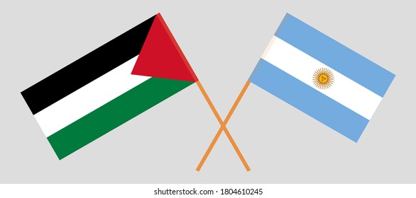 Crossed flags of Palestine and Argentina
