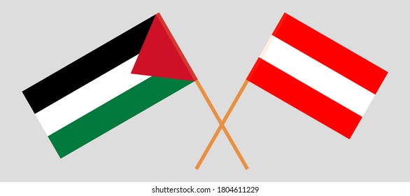 Crossed flags of Palestine and Austria