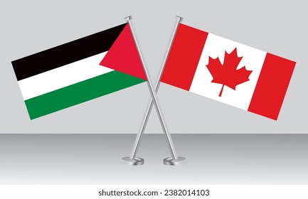 Crossed flags of Palestine and Canada. Official colors. Correct proportion. Banner design