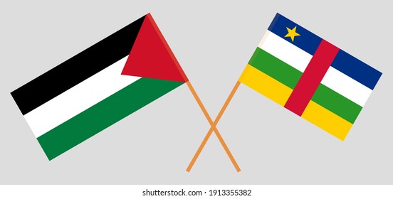 Crossed flags of Palestine and Central African Republic