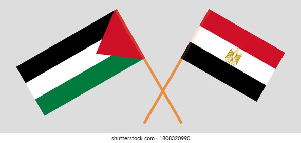Crossed flags of Palestine and Egypt