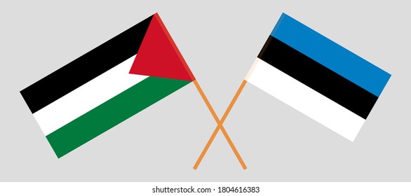 Crossed flags of Palestine and Estonia