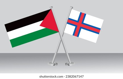 Crossed flags of Palestine and Faroe Islands. Official colors. Correct proportion. Banner design