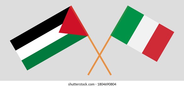 Banderas de Palestina e Italia cruzadas