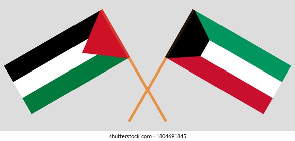 Crossed flags of Palestine and Kuwait