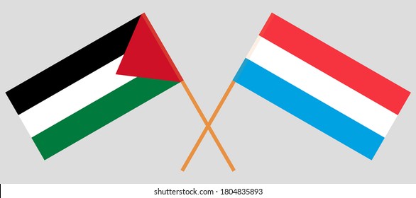 Crossed flags of Palestine and Luxembourg
