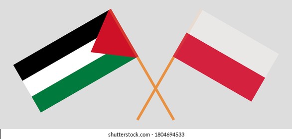Banderas cruzadas de Palestina y Polonia