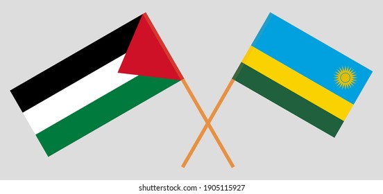 Crossed flags of Palestine and Rwanda