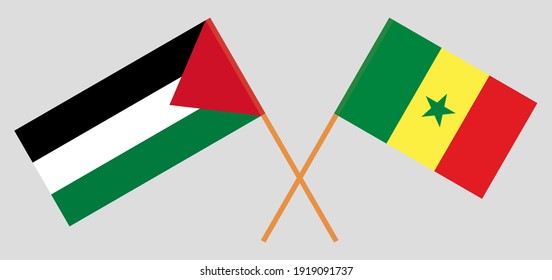 Crossed flags of Palestine and Senegal