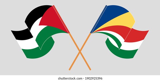 Gekreuzte Flaggen Palästinas und der Seychellen