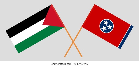 Crossed flags of Palestine and the State of Tennessee. Official colors. Correct proportion