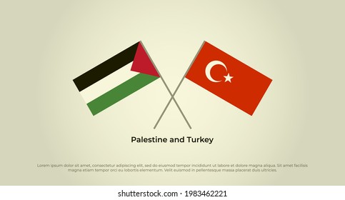 Crossed flags of Palestine and Turkey. Official colors. Correct proportion