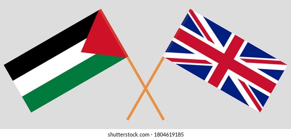 Crossed flags of Palestine and the UK
