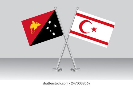 Crossed flags of Papua New Guinea and Northern Cyprus. Official colors. Correct proportion. Banner design