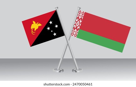 Banderas de Papúa Nueva Guinea y Bielorrusia. Colores oficiales. Proporción correcta. diseño de Anuncio