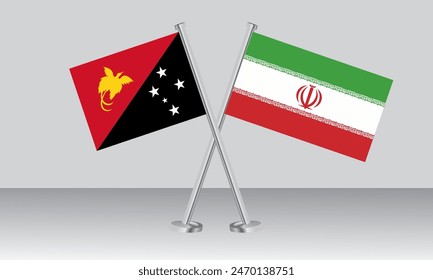 Banderas de Papúa Nueva Guinea e Irán. Colores oficiales. Proporción correcta. diseño de Anuncio