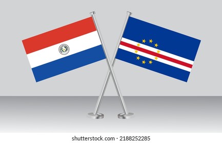 Crossed flags of Paraguay and CAPE VERDE. Official colors. Correct proportion. Banner design