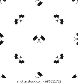 Crossed flags pattern repeat seamless in black color for any design. Vector geometric illustration