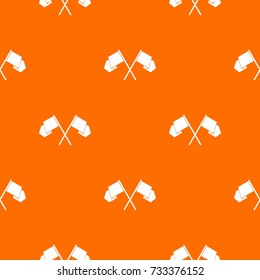 Crossed flags pattern repeat seamless in orange color for any design. Vector geometric illustration