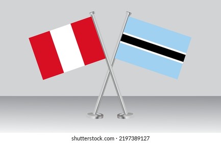 Banderas cruzadas de Perú y Botswana. Colores oficiales. Proporción correcta. Diseño de pancartas