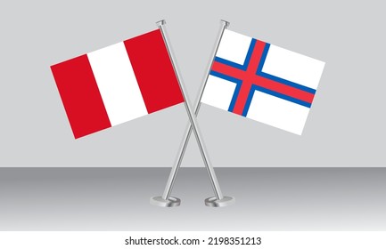 Crossed flags of Peru and Faroe Islands. Official colors. Correct proportion. Banner design