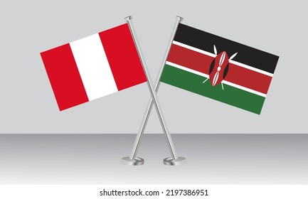 Crossed flags of Peru and Kenya. Official colors. Correct proportion. Banner design