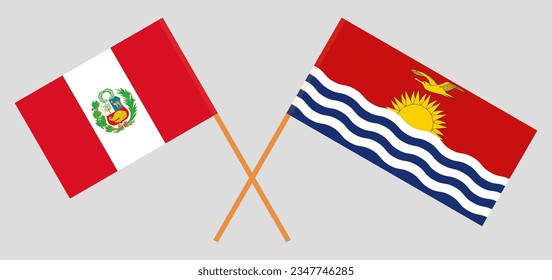 Crossed flags of Peru and Kiribati. Official colors. Correct proportion. Vector illustration
