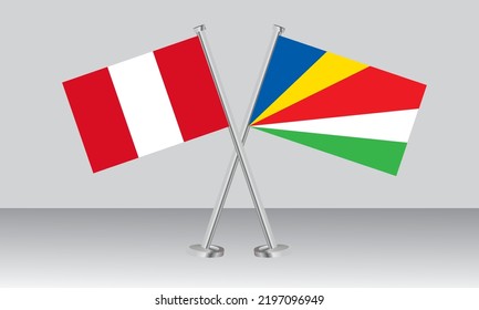 Crossed flags of Peru and Seychelles. Official colors. Correct proportion. Banner design