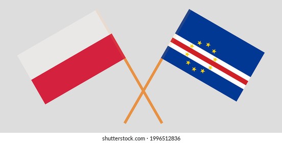 Crossed flags of Poland and Cape Verde. Official colors. Correct proportion