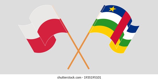 Crossed flags of Poland and Central African Republic. Official colors. Correct proportion