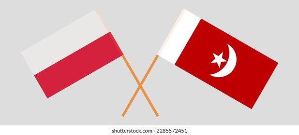 Crossed flags of Poland and The Emirate of Umm Al Quwain. Official colors. Correct proportion. Vector illustration