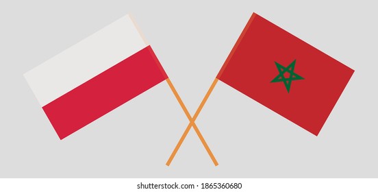 Crossed flags of Poland and Morocco